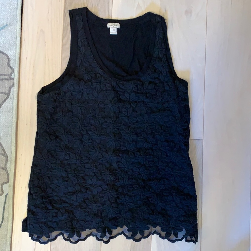 J CREW BLACK FLORAL TANK